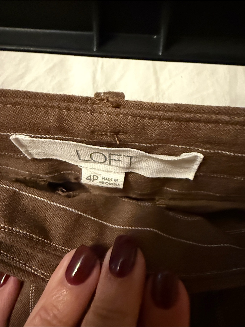 LOFT Brown Pinstripe Dress Pants - Picture 2 of 4